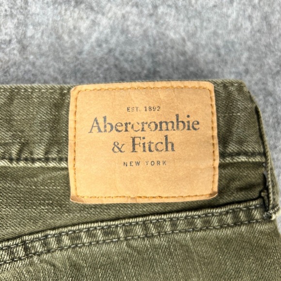 Abercrombie Fitch Jeans Mens 32 x 34 Green Skinny Button Fly Cotton Denim Pants - Picture 9 of 14